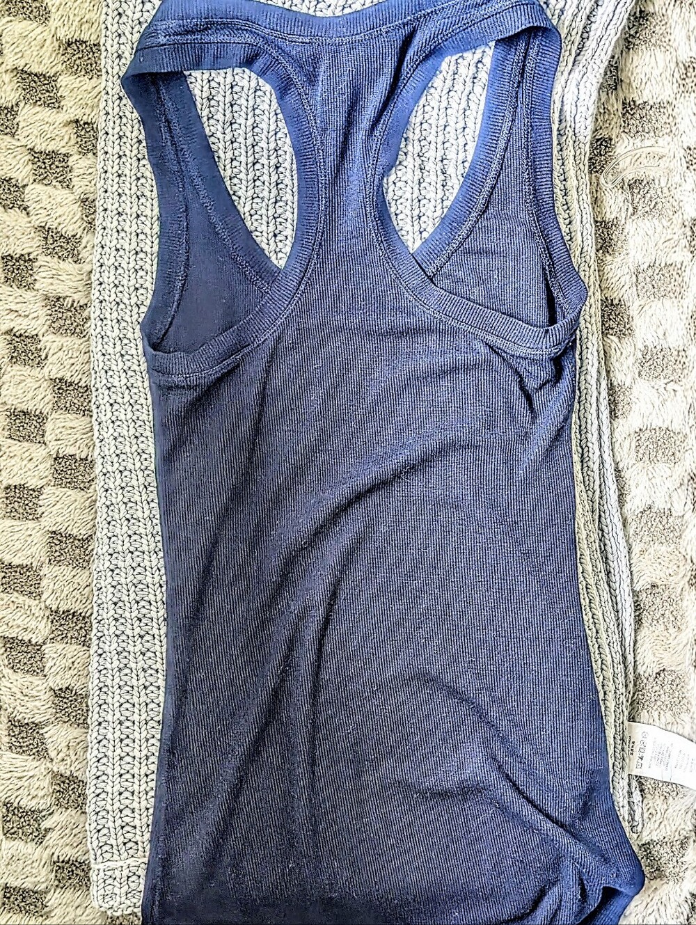 BCBGeneration Black Ribbed Racerback Tank With Raw Hem - Picture 4 of 4